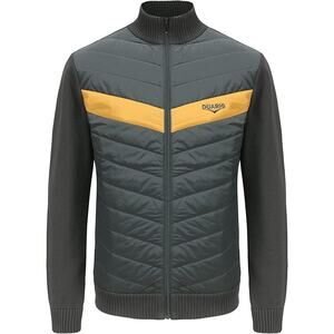 Duarig cotton panelled quilted shell knitted lightweight‎ zip-up sport jacket SM
